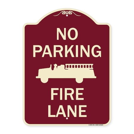 Signmission No Parking Fire Lane with Graphic Heavy-Gauge Aluminum Architectural Sign, 24" x 18", BU-1824-23624 A-DES-BU-1824-23624